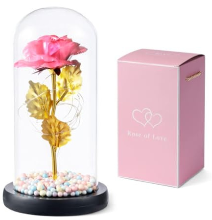 Rosa Eterna ROSA LED – Regalo Festa della Mamma Pasqua Compleanno Anniversario Occasione – Fidanzata Moglie Mamma Sorella Suocera Amica – Idea Regalo Romantico Donna – Fiore Eterno e dell'Amore