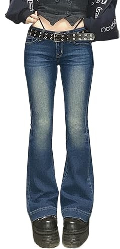 EMMIOL Bell Bottom Jeans for Women Flare Stretchy Mid-Low Rise Skinny Denim Pants Trendy Fall 90s Outfits