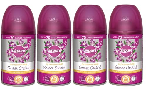 Airpure Air Freshener Refill Tins (4 x 250ml) Automatic Air Freshener Refills (Sweet Orchid)