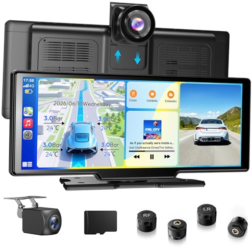 ESSGOO 10.26 Pantalla Coche Carplay con Monitoreo de Presión del Neumático