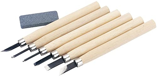 Draper 31777 7-Piece Wood Carving Tool Set with Sharpening Stone