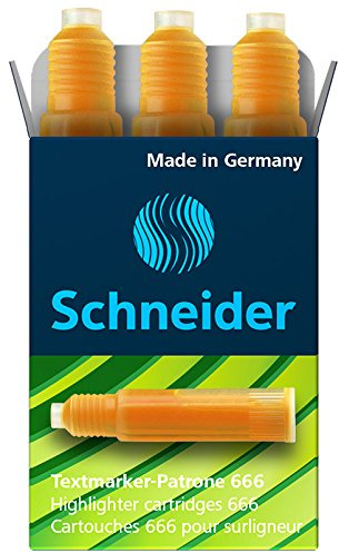 Schneider 6666 Nachfüllpatrone orange 3Stück Textmarker MAYY-115 brillant-190