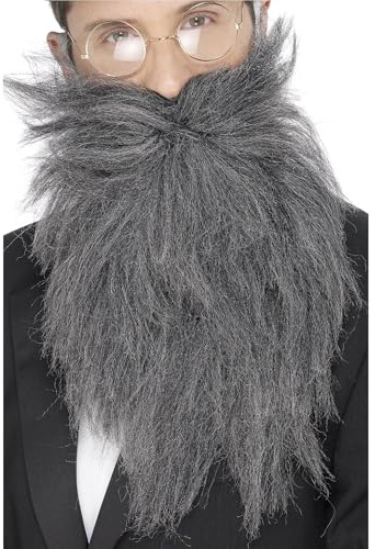 Smiffys Long Beard & Tash, Grey, Cosmetics and Disguises Fancy Dress, Cosmetic Dress Up Cosmetics & Disguises Halloween