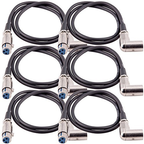 Seismic Audio - XLRRS2-6 Pack of 3' XLR Female to Right Angle Male Patch Cables