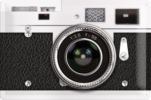 Nostalgic-Art Retro Blechschild, Achtung – Retro Camera – Geschenk-Idee für Nostalgie-Fans, aus Metall, Vintage-Design zur Dekoration, 20 x 30 cm