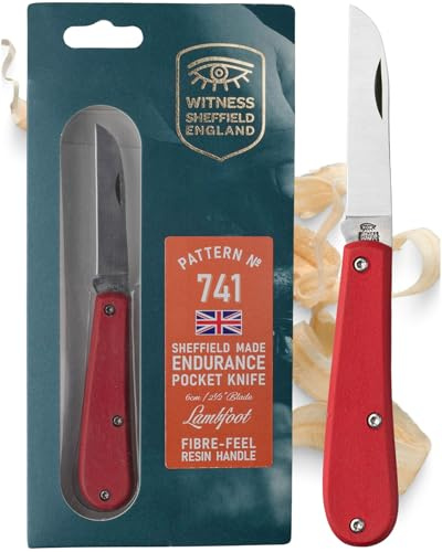 Taylors Eye Witness UK Legal Folding Pocket Knife – Endurance Lambfoot 6.2cm 420H Stainless Steel Blade, Red Handle, EDC for Camping, Gardening, Farming, Bushcraft, Hiking – Handcrafted in Sheffield