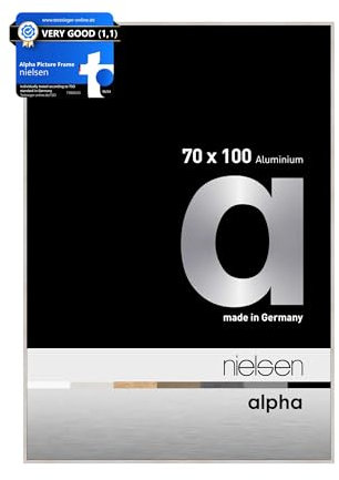 nielsen Alpha Oak White Aluminium Picture Frame - 70x100cm - with Float Glass and Easy Push-Turn Clips - For Photos and Art