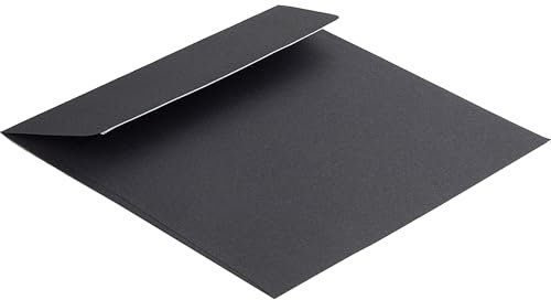 100 Stück, Farbige Briefumschläge, 160 x 160 mm, Haftklebung mit Abziehstreifen, Gerade Klappe, 130 g/qm Colorista, Ohne Fenster, Schwarz, Blanke Briefhüllen