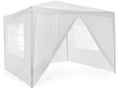 Pavillon 3x3 m in weiß PE Plane 4 Seitenteile Partyzelt Gartenzelt Sonnenschutz