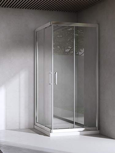 Yellowshop - Box Cabina Doccia Bagno Quadrato, Dimensioni: 75X75 cm, Cristallo 6mm : Trasparente