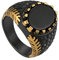 JewelryWe Herren-Ring, Vintage Edelstahl Schwarz Achat Siegelring Band Ring für Herren Männer Hochzeit Engagement Ringe, Gold Schwarz - Größe 59