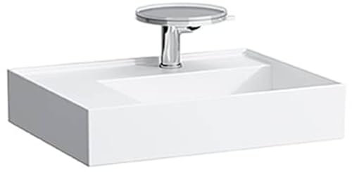 Laufen Kartell Waschtisch, Ablage Links, 1 Hahnloch, ohne Überlauf, 600x460, Farbe: Snow (weiß matt) - H8103357571111