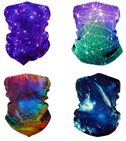 SMEHCF 4 Multifunktionstuch Gesichtsmaske Motorradmaske Sportmaske Sturmmaske Maske Halsmanschette Schal Bandana für Damen Herren Galaxis Star Milchstraße Universum Weltraum Meteor Konstellation