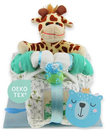 Windeltorte.com ® – Windeldreirad für Jungen [Premium - Qualität] Hautverträglich & Sicher | Geschenk zur Geburt | Geschenk zur Babyparty – handgefertigt in Österreich
