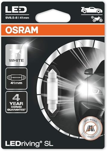 Osram LEDriving® SL, ≜ C5W (41 mm), White 6000K, LED signal lamp, Off-road only, non ECE, Single Blister (1 lamp)