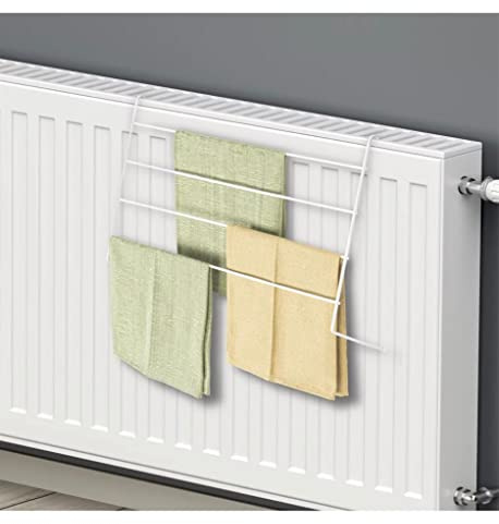 GBS Over 4 Bar Folding Radiator Airer Towel Holder Dryer Clothes Hanging Lightweight Four Tier Rack Easy To Install Rail In Any Rooms (4 Bar Radiator Airer)