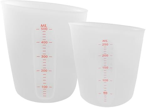 XNJIHWA 2Pcs Taza Medidora de Silicona 250/500ml Vasos Medidores Antiadherentes para Resina,Manualidades,Cocina