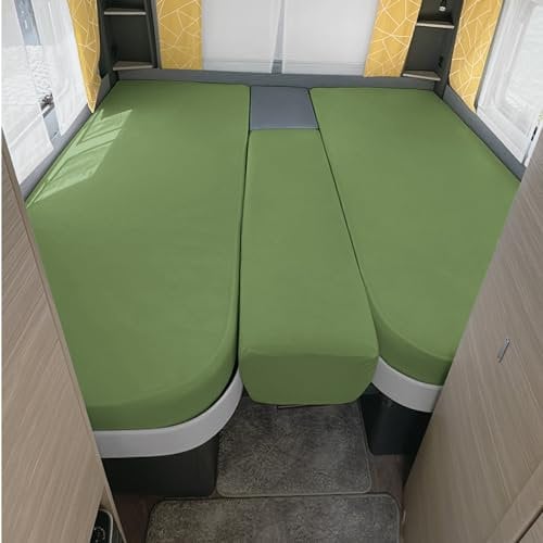 Erwin Müller Spannbettlaken 3er-Set für Wohnmobil oder Wohnwagen - Heckbett, grün Größe 70x190 cm - 85x210 cm (2X) + 35x130-50x145 - Multi-Stretch Jersey