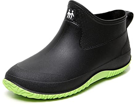 SWZEC Stivali di Gomma Uomo Pesca Stivaletti Pioggia PVC Corti Scarpe da Giardino Donna Impermeabili Giardinaggio Wellington Nero Verde 44