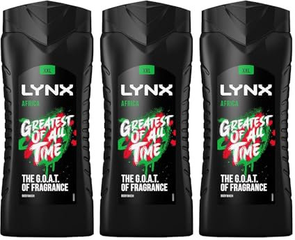 3 Pack of 500ml Lynx Africa Energy Boost Shower Gel Bodywash With 12 Hour Refreshing Fragrance