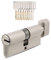 GERCAR - Pro - 1x Cylindre de serrure/barillet de porte d'entree/interieure à bouton 60 mm - 1x cylindre avec bouton 30/30 mm - En laiton nickelé - Avec 5 clés - Longueur : 60 mm, A: 30 B : 30