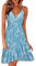 ULTRANICE Damen Sommerkleider Blumenmuster Kleid V-Ausschnitt Strandkleid Verstellbaren Spaghettiträger Rüschen Freizeitkleid(Floral-33,L)