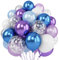Winter Snowflake Balloon, 60 Packs 12 Inch Metallic Purple Blue White Silver Balloons with Confetti Balloon for Birthday Party Baby Shower Christmas Winter Wonderland Party Decorations