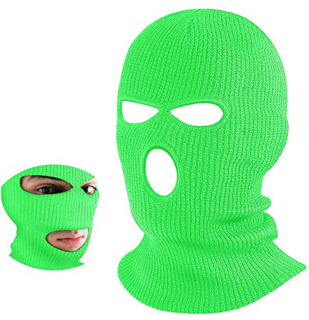 BBTO 3 Löcher Gestrickte Sturmhauben Volle Gesichtsabdeckung (Fluoreszierendes Grün)