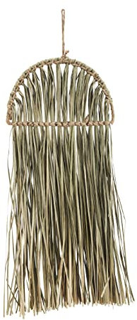 Madam Stoltz Wanddeko Wandbehang aus Gras H 55 cm natur Boho Ethno Skandi