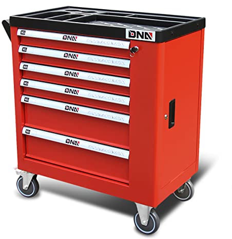 New Package DNA MOTORING 36 H X 30.5 W X 18 D Heavy Duty Lockable Slide Tool 6-Drawers Chest Rolling Tool Cart Cabinet with Keys (TOOLS-10002), Red