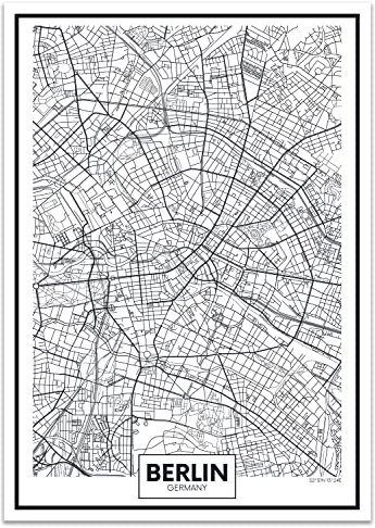 wandmotiv24 Poster als Wanddeko, Größe Din A0, Straßen Karte Berlin, Deutschland, Koordinaten, Reisen, Moderne Wanddeko, Wandbilder, Deko, Bild M0137