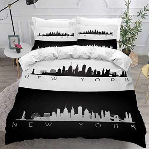Aolity Teenager Mädchen Jungen Bettwäsche 155x220 cm New York Bettwäsche Set für Einzelbett Hochwertiges Mikrofaser .New York USA Bettbezug mit Kissenbezug 80 x80 cm