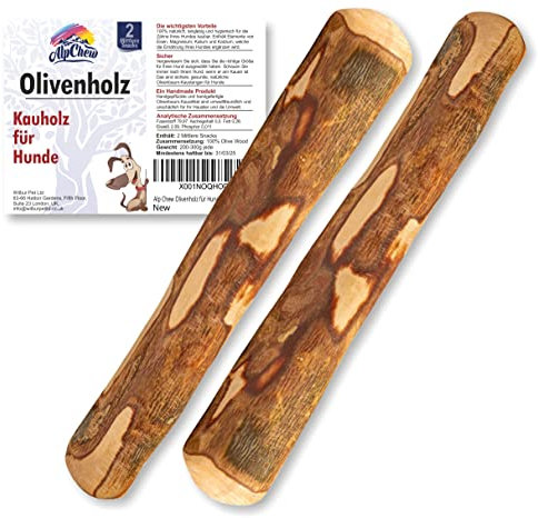 Alp Chew Bois à mâcher pour chien en bois d'olivier moyen 2 pièces jouet à mâcher pour chien M