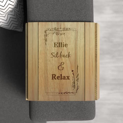 Active Film Personalised Sofa Arm Tray, Adjustable Engraved Wooden Armrest Table, Foldable Armchair Table, Sofa Organiser, Remote and Magazine, Coffee, Tea, Biscuits/Snack (Style 4)