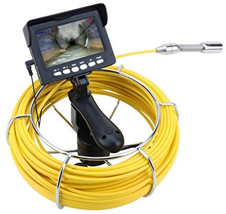 NIVOK Telecamera per ispezione Tubi DVR Portatile, videocamera per fognature di Scarico Endoscopio per tubazioni IP68, periscopio con Monitor da 4,3 Pollici, con Cavo