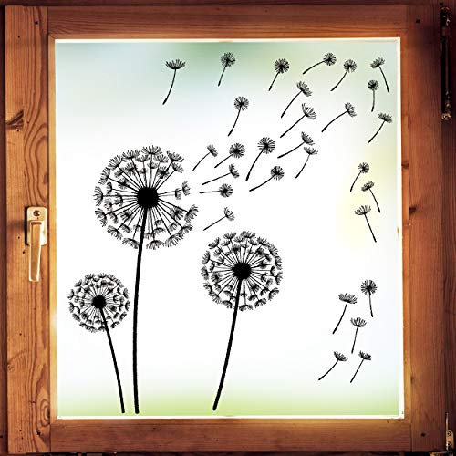 alles-meine.de GmbH Fensterbilder Motivwahl 3 * 32 TLG. Set - Löwenzahn Blume - Pusteblume - statisch haftend - selbstklebend + wiederverwendbar - Set Sticker Fenstersticker A..