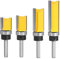 Gasea 4pcs 1/4 Inch Shank Flush Trim Pattern Template Router Bit Set Woodworking Milling Cutter Tool 3/4, 1, 1-1/2, 2