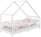 IDIMEX Hausbett CORA aus massiver Kiefer, Montessori Bett in 90 x 200 cm, Kinderbett mit Rausfallschutz und Dach in weiß