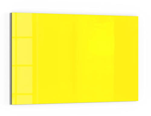 DEQORI Glas-Magnettafel | 60x40 cm groß | Unifarben - Gelb | Memo-Board aus Glas | Magnetboard inkl. Magnete, Stift & Tuch für Küche & Büro | Tafel magnetisch & beschreibbar