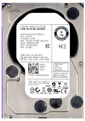 MIDTY HDD For 4TB 3.5 SAS 12 Gb/S 128MB 7200RPM For Internal Hard Disk For Server HDD For 202V7 0202V7 WD4001FYYG