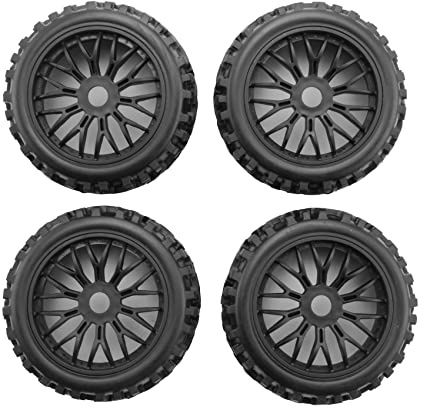 Wisboey 4 pezzi RC e pneumatici con ruote esagonali da 17 mm, scala 1/8 per auto 1:8 RC su strada