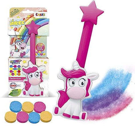 INKEE Wand Unicorn | Einhorn-Zauberstab mit Kinder Badebomben, Badewanne Spielzeug zum Farben Lernen, Erdbeerduft