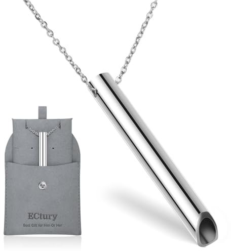 ECtury Anxiety Relief Necklace, Breathlace for Stress Management, Silver Stainless Steel Unisex Adults Necklace