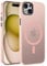 ORDA Magnetisch Hülle für iPhone 15 6,1 Zoll Kompatibel mit MagSafe,für iPhone 15 Case Durchscheinende Matt Handyhülle Rückseite Dünn Stoßfest Schutzhülle Rosa