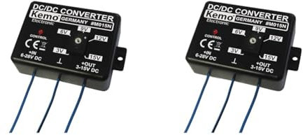 Kemo M015N justierbarer Spannungswandler. Eingangsspannung 6-28 V/DC - einstellbare Ausgangsspannung 3-15V stabilisiert & kurzschlussfest. Max. Ausgangsstrom 1,5 A (Packung mit 2)