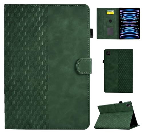 Hülle für iPad Air 13 Zoll Hülle M2 2024, iPad Pro 12,9 Zoll 2022/2021/2020/2018(6./5./4./3. Generation), PU Leder Tablette Schützhülle Multi-Winkel Ständer Cover Case mit Auto Schlaf/Wach, Grün