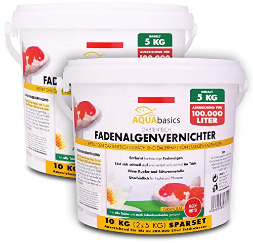 AQUAbasics Gartenteich Fadenalgenvernichter Power-GRANULAT befreit den Teich von hartnäckigen Fadenalgen dauerhaft und stoppt die Neubildung von Algen, Größe:10 kg