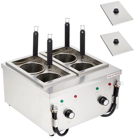 PEIXEN Máquina para Hacer Pasta eléctrica, cuece Pasta de Acero Inoxidable, 9 L, 30-100 °C con 2/4/6 cestas coladoras, para cocinar Pasta, Espaguetis, albóndigas, etc. M