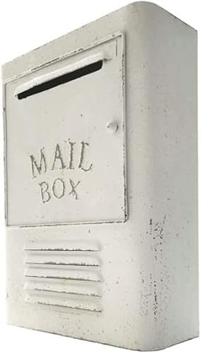 Wandmontierte Briefkästen, weißer Briefkasten aus Gusseisen, rechteckige Briefkastenpfosten, Briefkästen im Vintage-Stil, Briefkasten für den Außenbereich, Heimdekoration