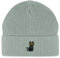 Spreadshirt Katze Stickerei Bio Fisherman Beanie Mütze, One Size, Helles Graugrün